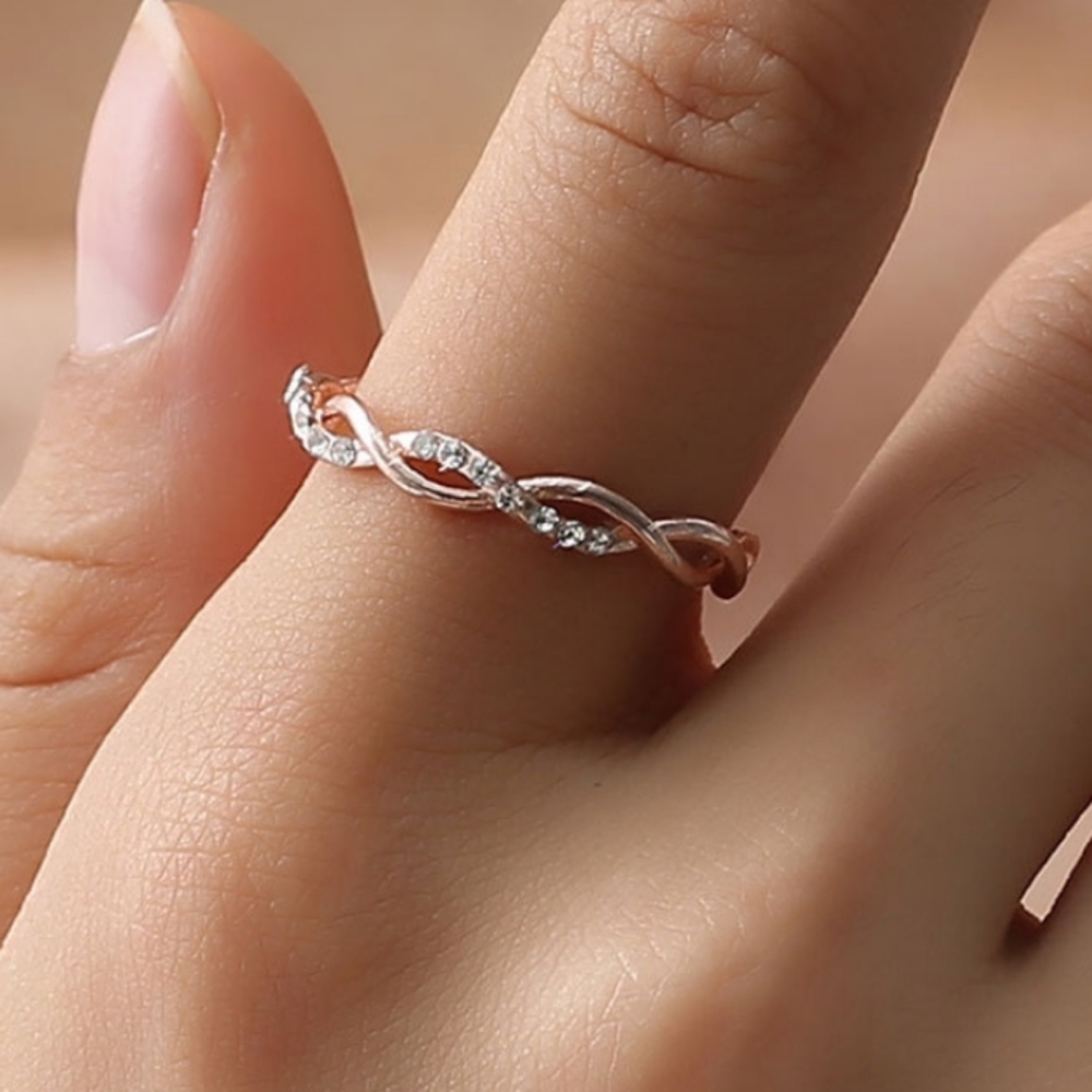 Rose Gold CZ Twist Ring